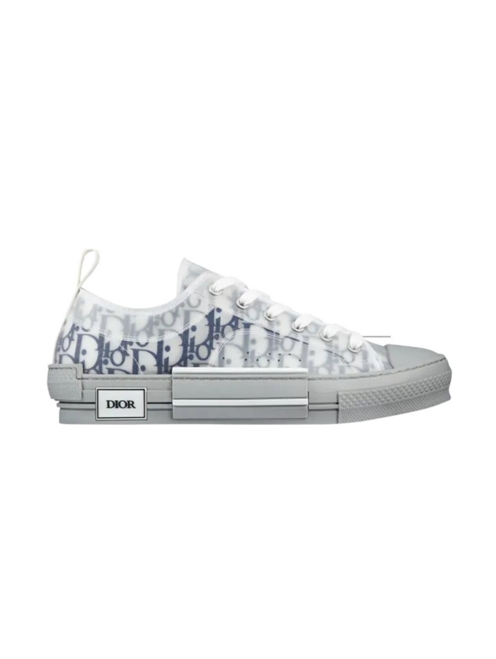 Dior Low-Top Sneaker in White, Blue and Gray with Oblique Motif